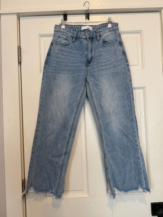 VERVET BY FLYING MONKEY Denim - Vervet Light Wash Straight Leg Jeans with Raw Hem 100% cotton